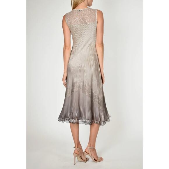 Komarov Beaded Charmeuse & Chiffon Tiered Ruffle Dress Size XL NWOT Nordstrom - Picture 8 of 15